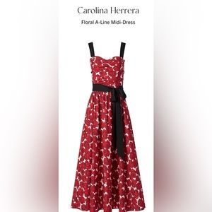 Carolina Herrera Floral A-Line Midi-Dress
